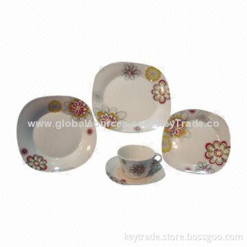 Fine Porcelain 20pcs Dinner Set in Square Shape, with Decal